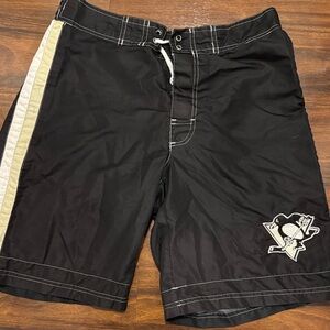 Men's Black and Gold Swim Trunks